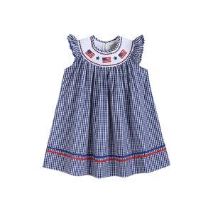 Lil Cactus Girls  Smocked Bishop Dress, Blue